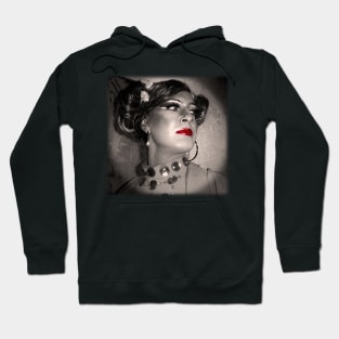 Expressive face with red lipstick Hoodie